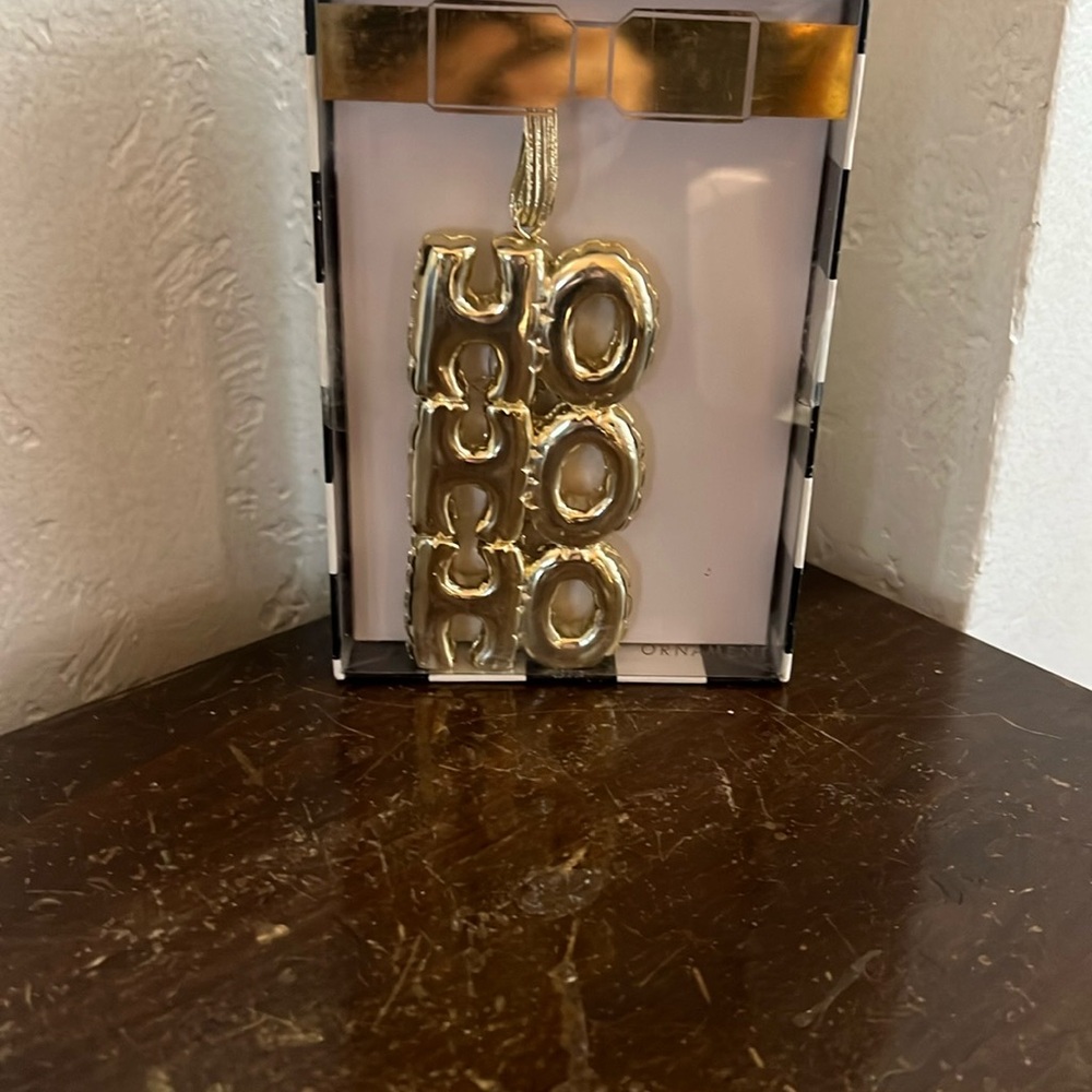 Gold Metallic 'HO HO HO' Ornament